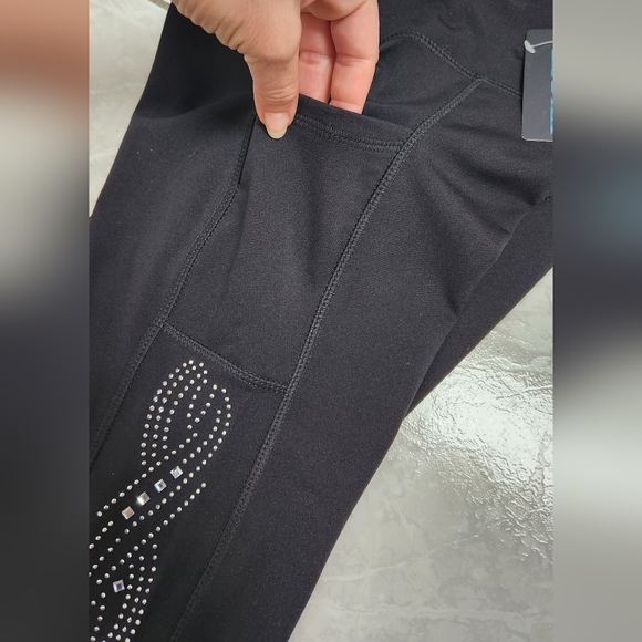 💎 Bling Leggings w/ Mesh Cut-outs & Pockets! S/M  ~ NWT! - Picture 3 of 7